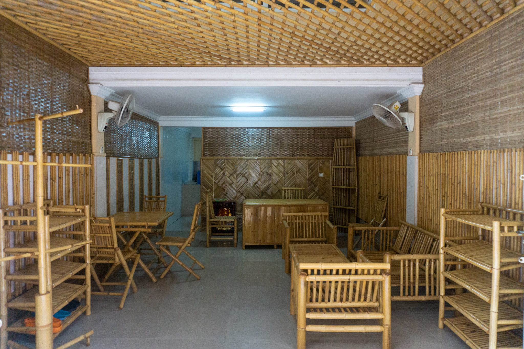 The photo of bamboo interior decor with bamboo furniture