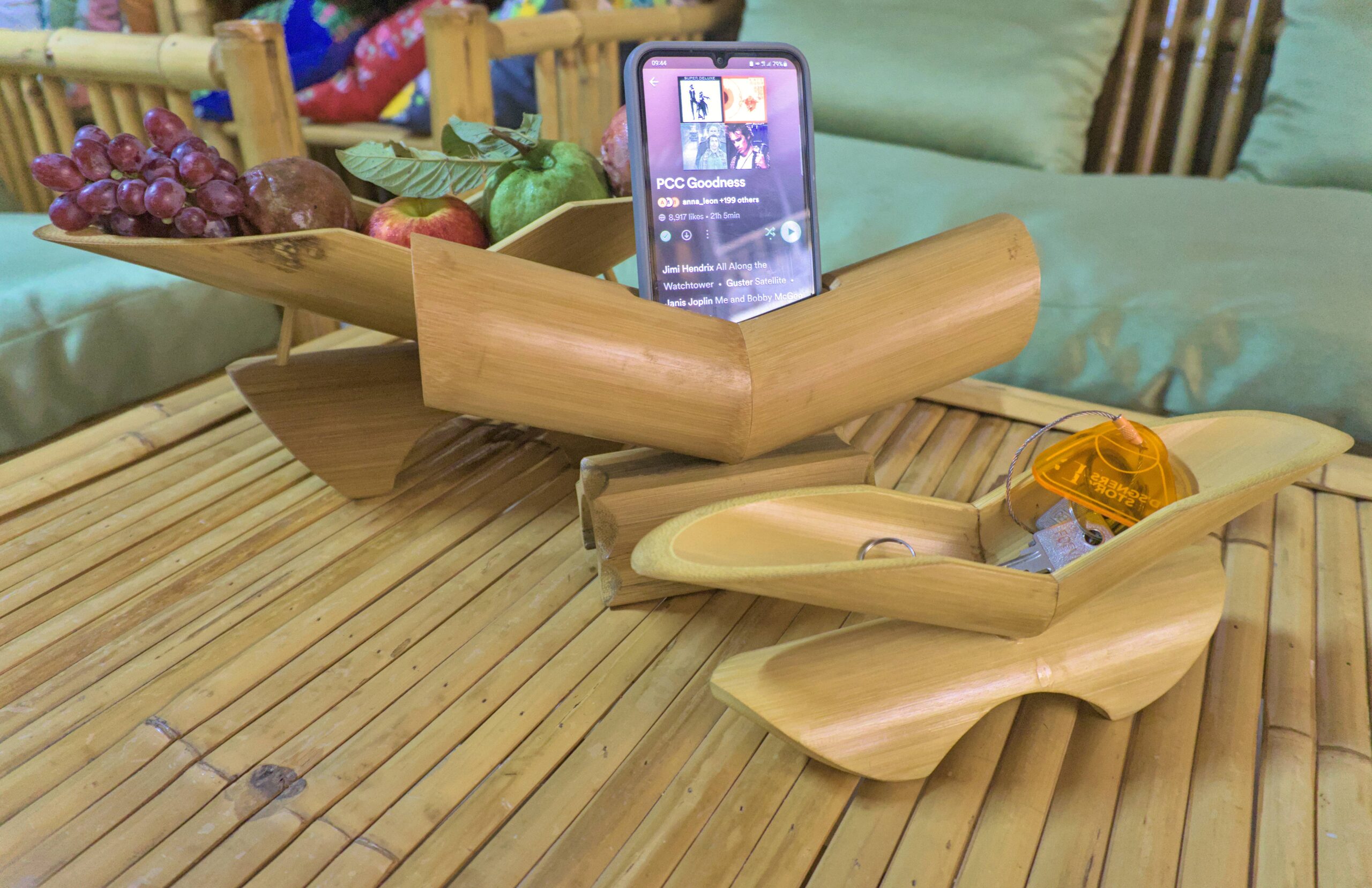 The photo of bamboo decorative household items