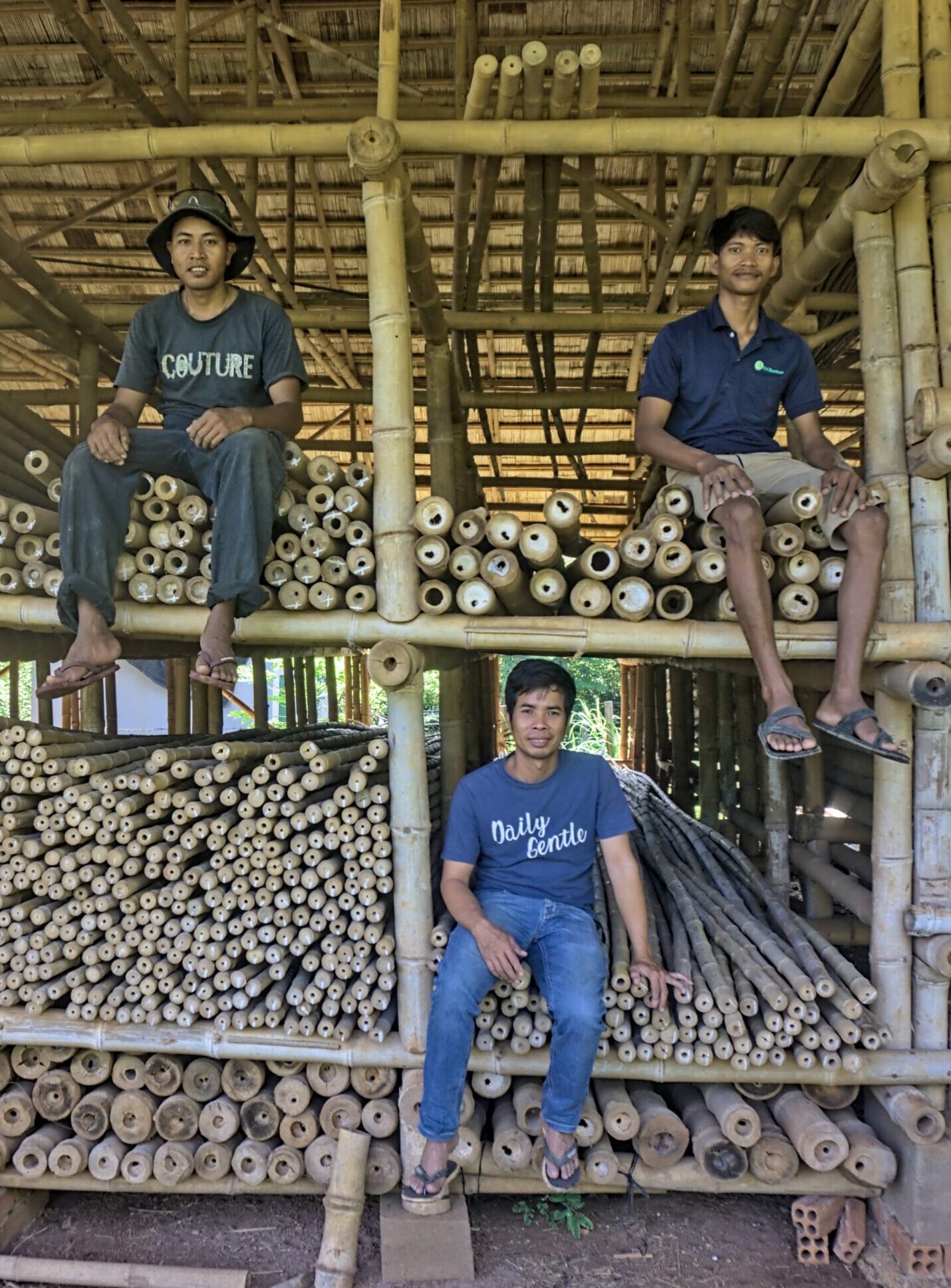 Kiri Bamboo Team inside bamboo warehouse